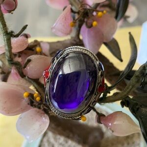Antique purple jade enamel ring